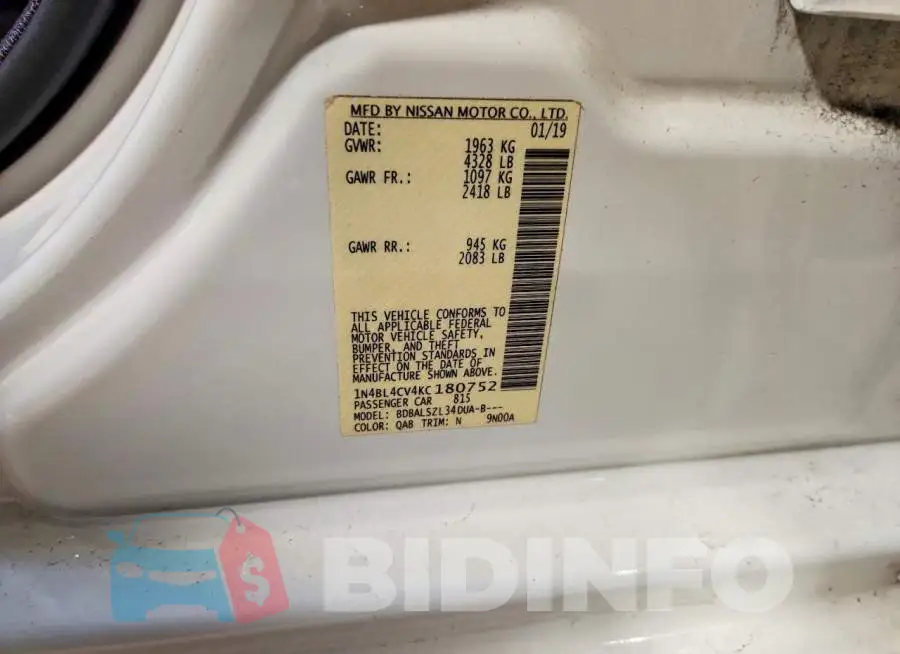 1N4BL4CV4KC180752 Photo# 13