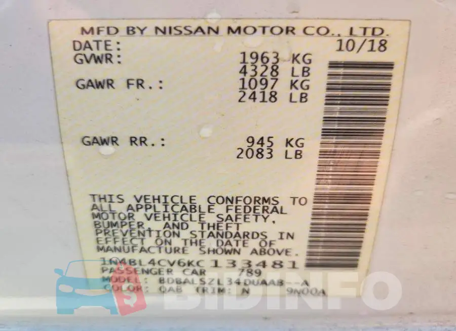 1N4BL4CV6KC133481 Photo# 13