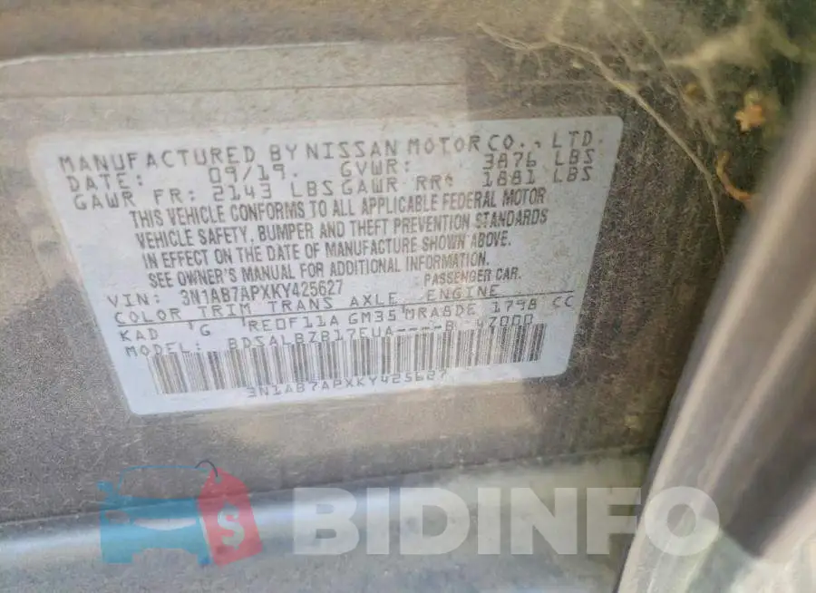 3N1AB7APXKY425627 Photo# 12
