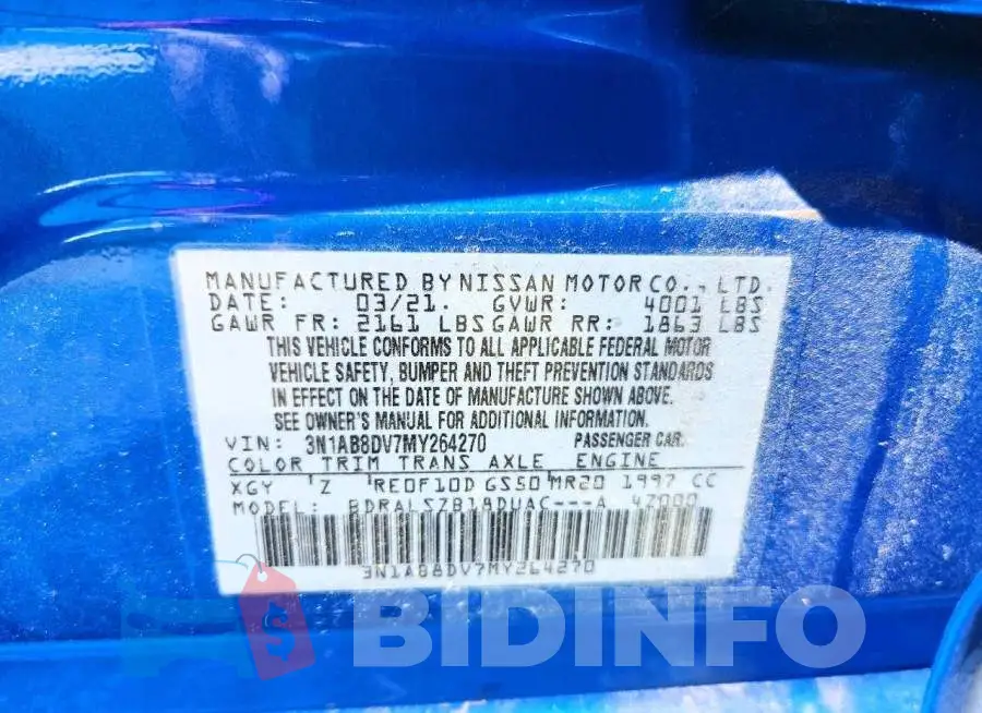 3N1AB8DV7MY264270 Photo# 13
