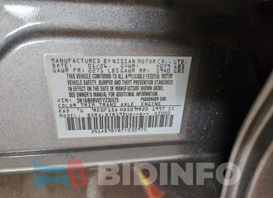 3N1AB9BV8TY230975 Photo# 12
