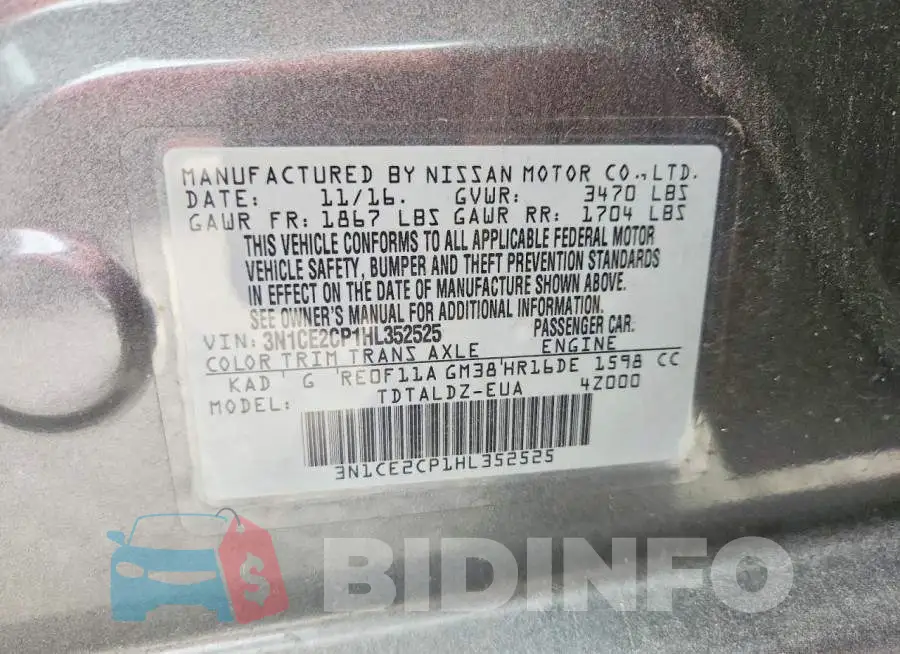 3N1CE2CP1HL352525 Photo# 12