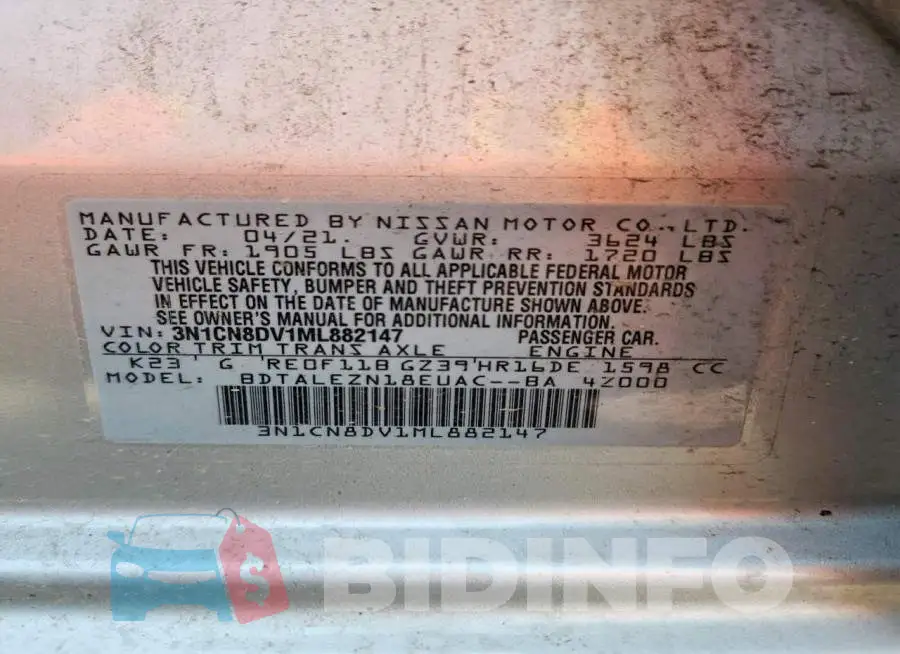 3N1CN8DV1ML882147 Photo# 13