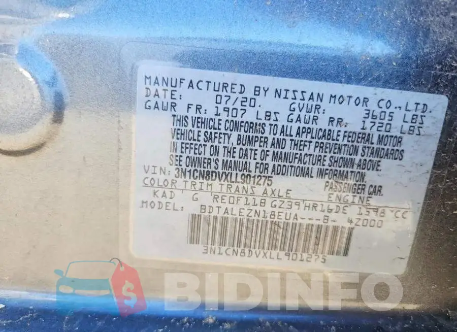 3N1CN8DVXLL901275 Photo# 12
