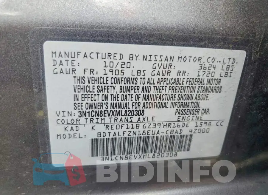 3N1CN8EVXML820308 Photo# 12