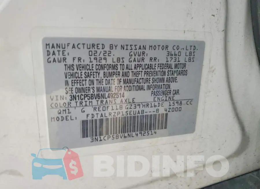 3N1CP5BV6NL492514 Photo# 13