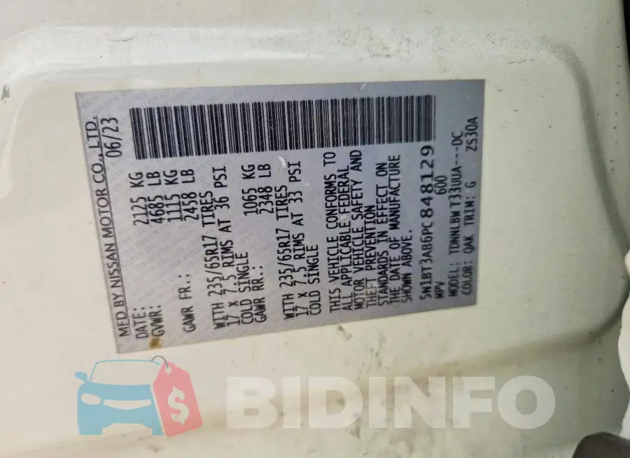 5N1BT3AB6PC848129 Photo# 13