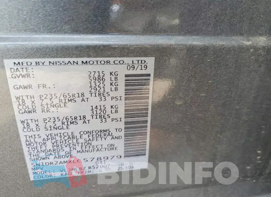 5N1DR2AMXLC578979 Photo# 14