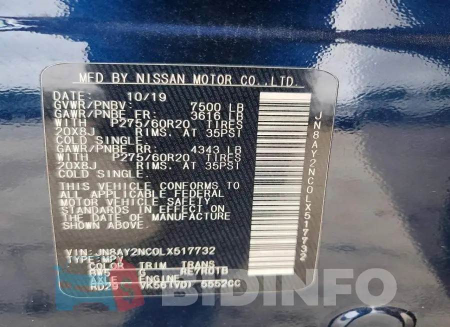 JN8AY2NC0LX517732 Photo# 13