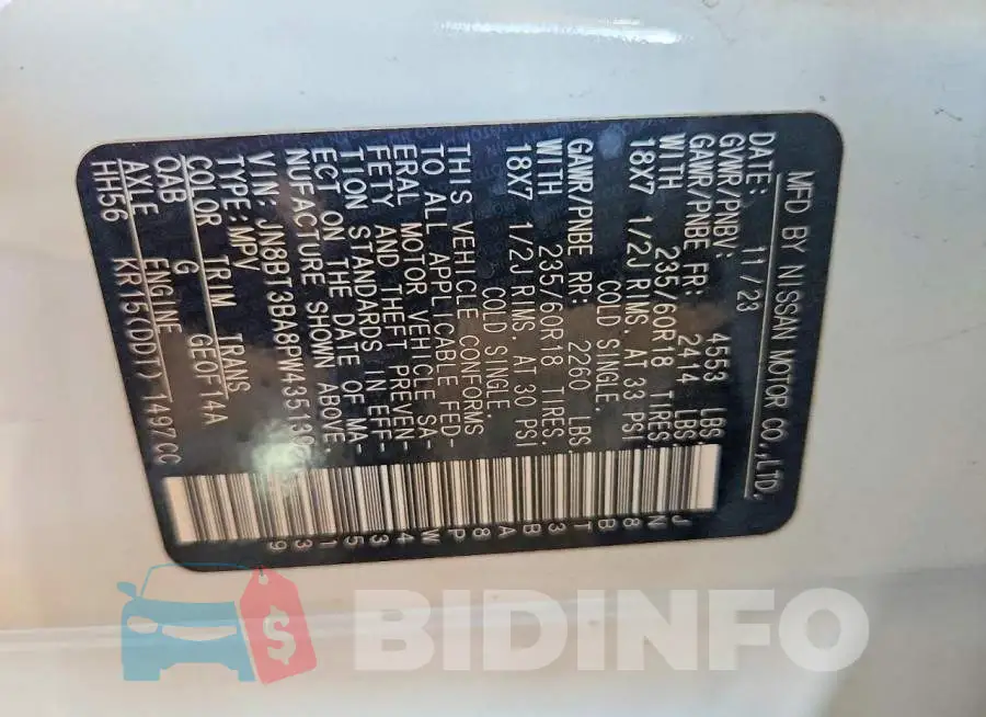 JN8BT3BA8PW435139 Photo# 14