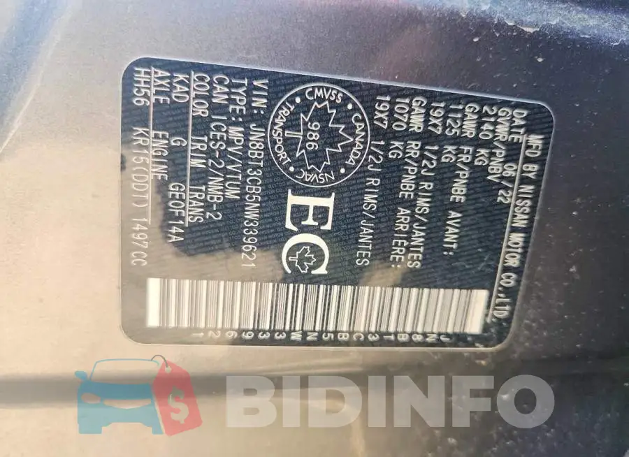 JN8BT3CB5NW339621 Photo# 13