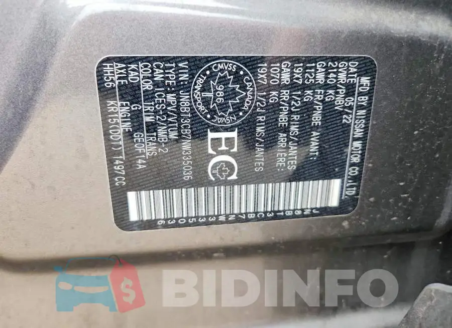 JN8BT3CB7NW335036 Photo# 13
