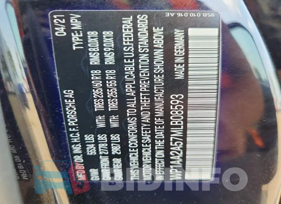 WP1AA2A57MLB08593 Photo# 13