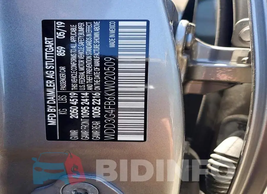 WDD3G4FB6KW020509 Photo# 12