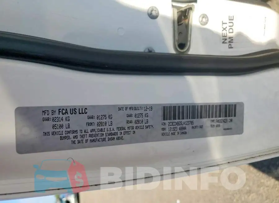 2C3CDXBG5LH123785 Photo# 12