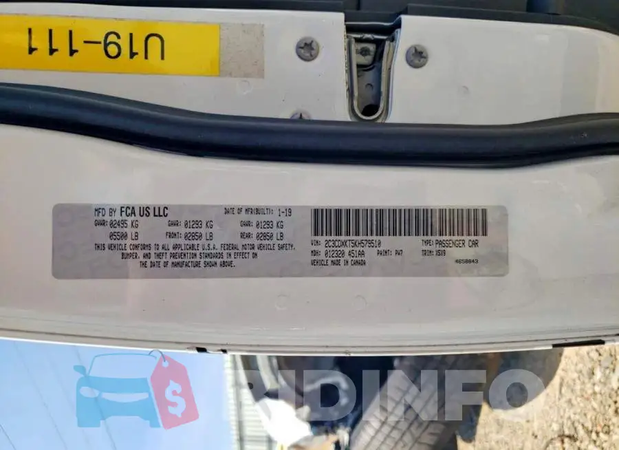 2C3CDXKT5KH579510 Photo# 12