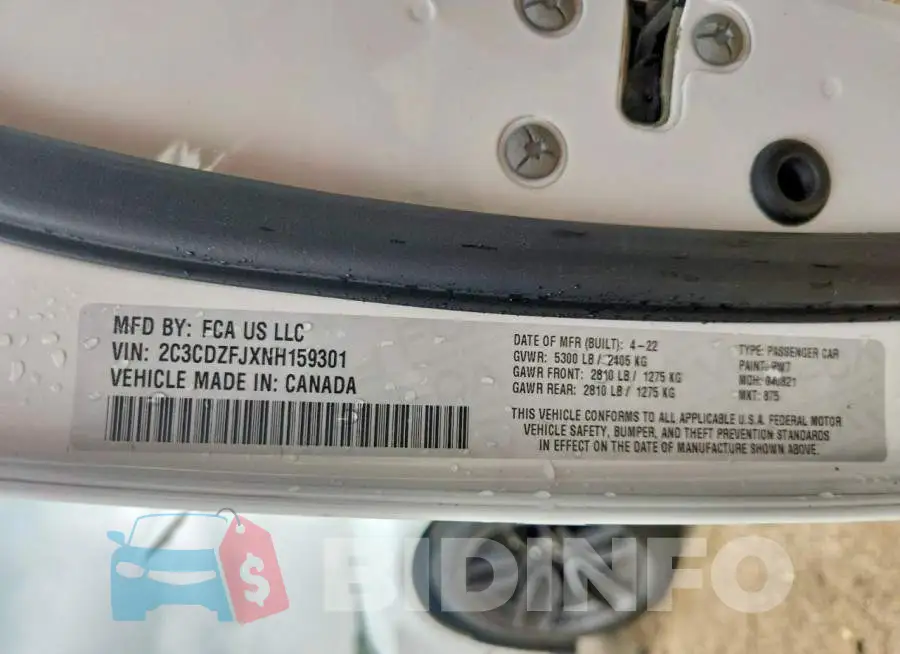 2C3CDZFJXNH159301 Photo# 12