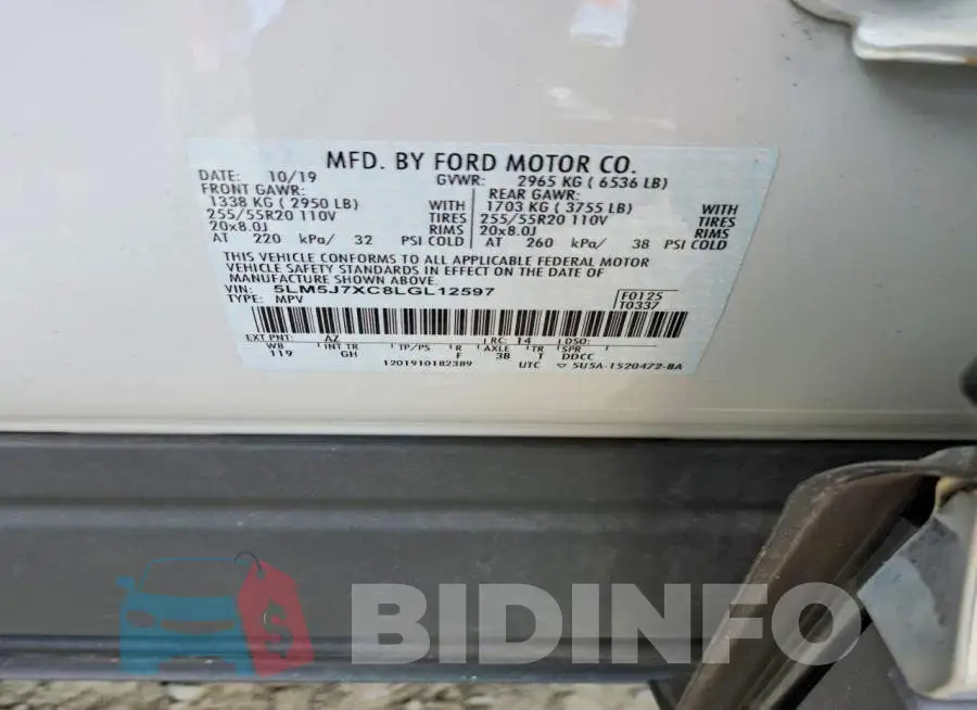 5LM5J7XC8LGL12597 Photo# 13