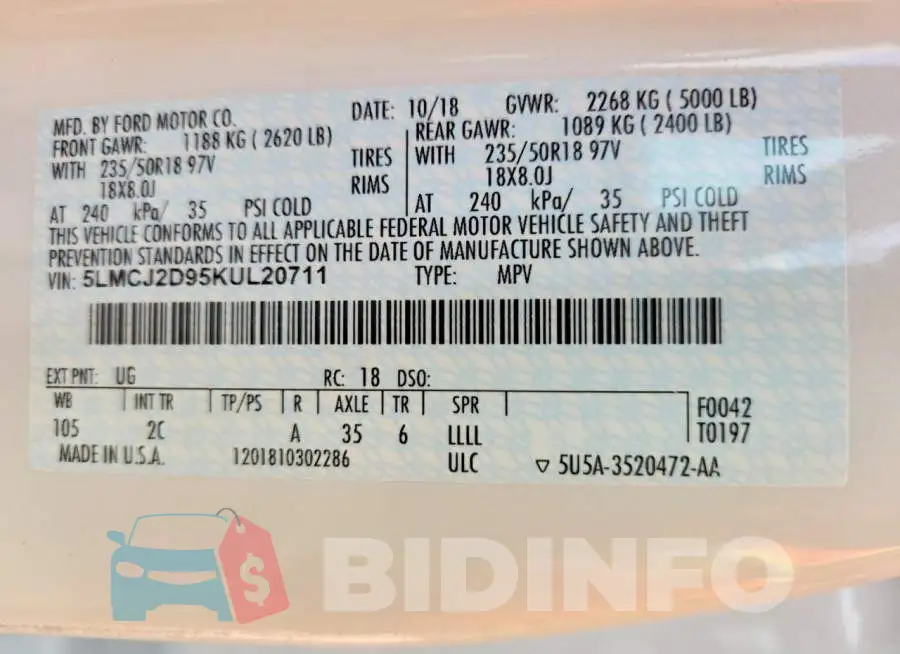 5LMCJ2D95KUL20711 Photo# 14