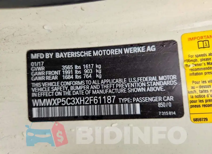 WMWXP5C3XH2F61187 Photo# 13