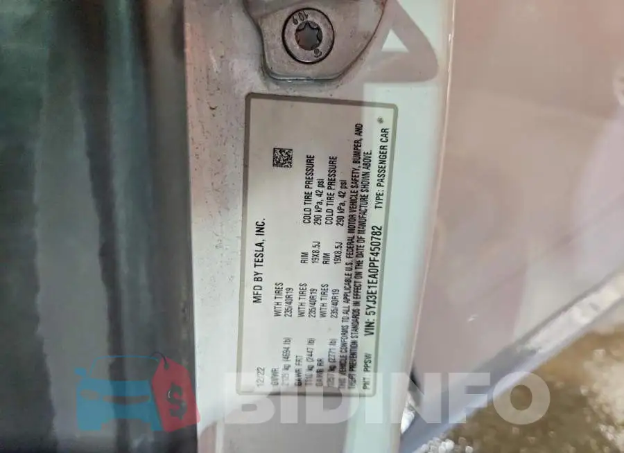 5YJ3E1EA0PF450782 Photo# 12