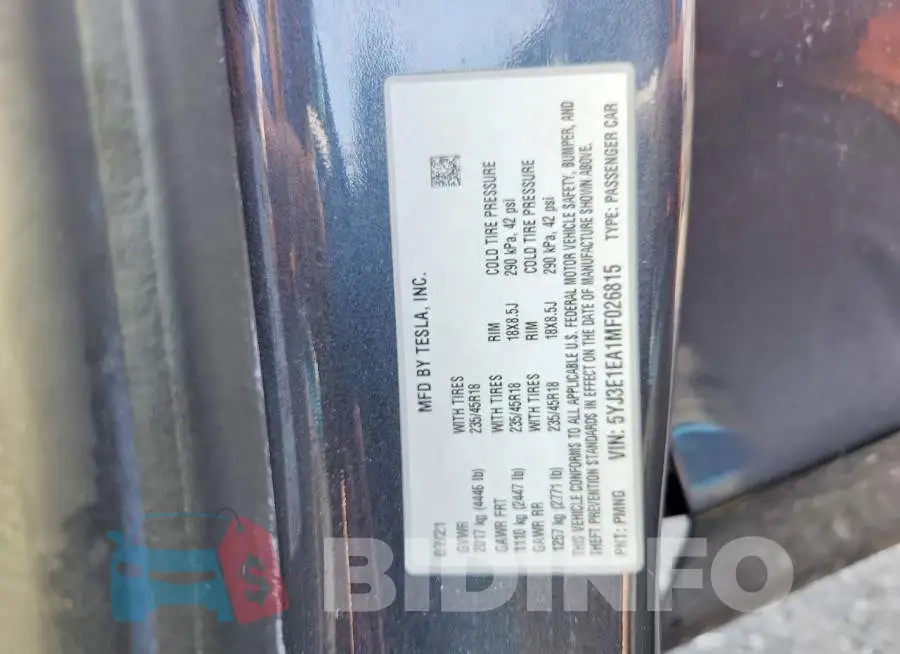 5YJ3E1EA1MF026815 Photo# 12