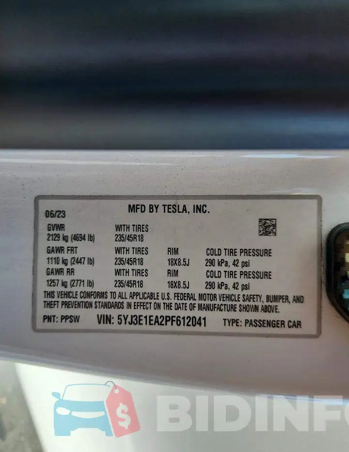 5YJ3E1EA2PF612041 Photo# 12