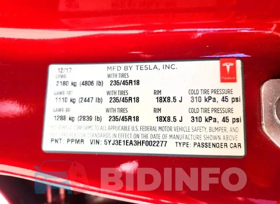 5YJ3E1EA3HF002277 Photo# 12
