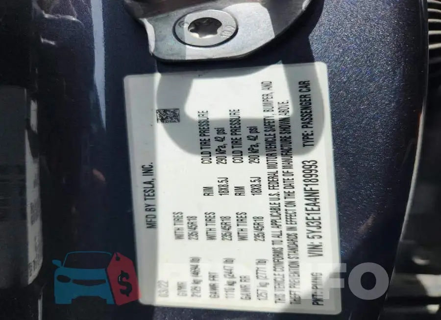 5YJ3E1EA4NF189993 Photo# 12