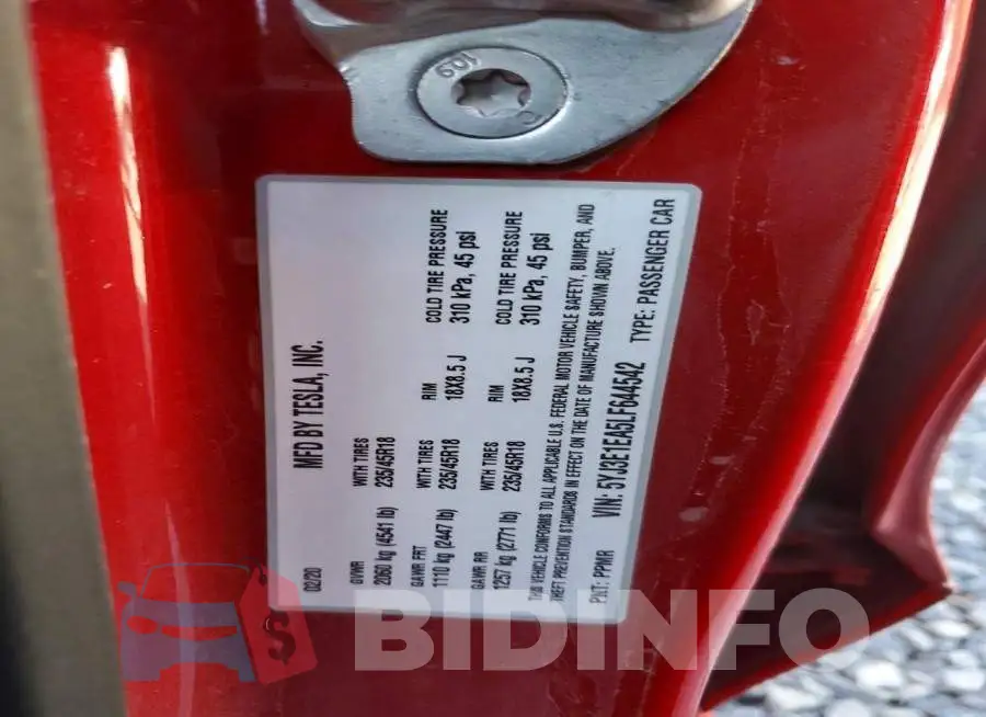5YJ3E1EA5LF644542 Photo# 12