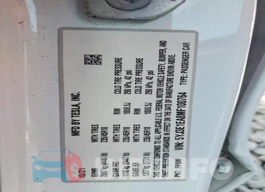 5YJ3E1EA8MF100764 Photo# 12