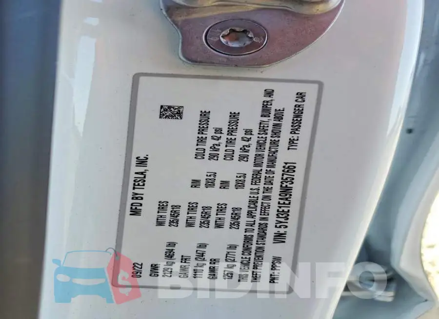 5YJ3E1EA9NF357661 Photo# 12