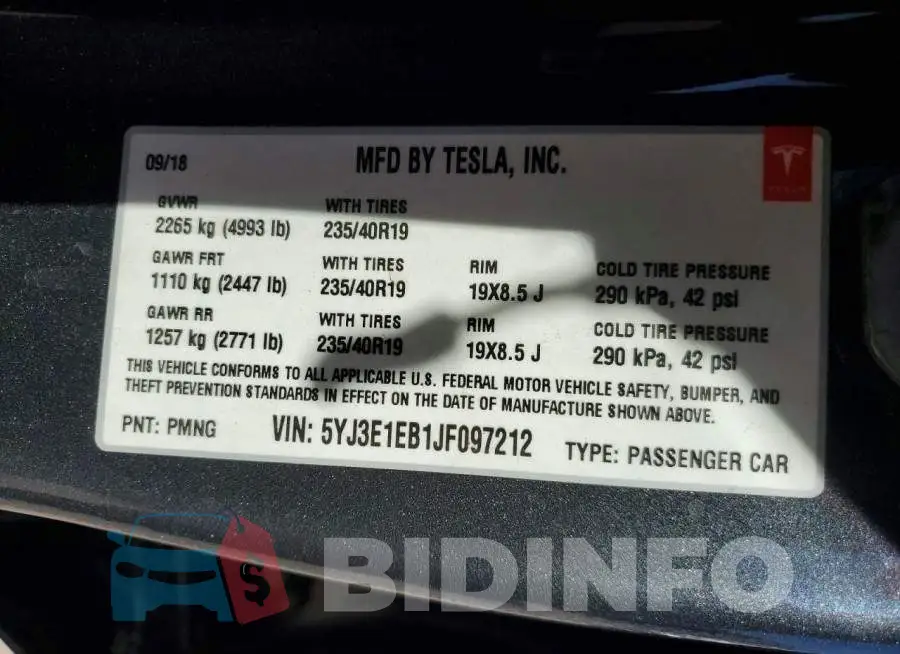 5YJ3E1EB1JF097212 Photo# 12