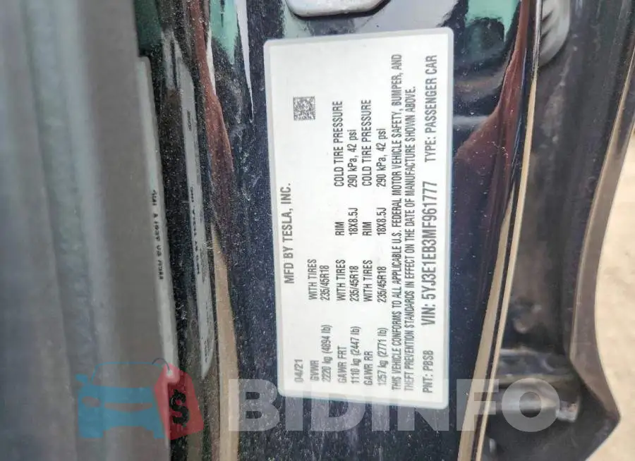5YJ3E1EB3MF961777 Photo# 12