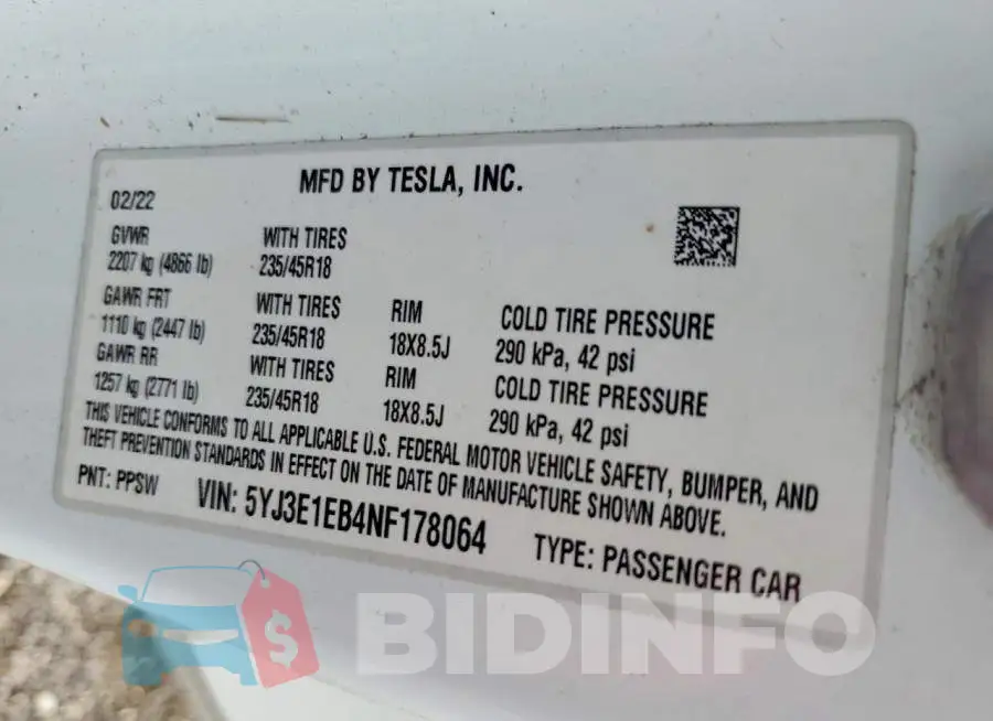 5YJ3E1EB4NF178064 Photo# 12