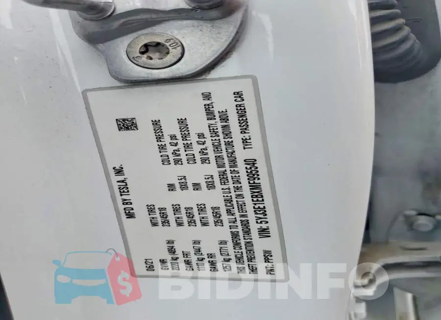 5YJ3E1EBXMF995540 Photo# 12