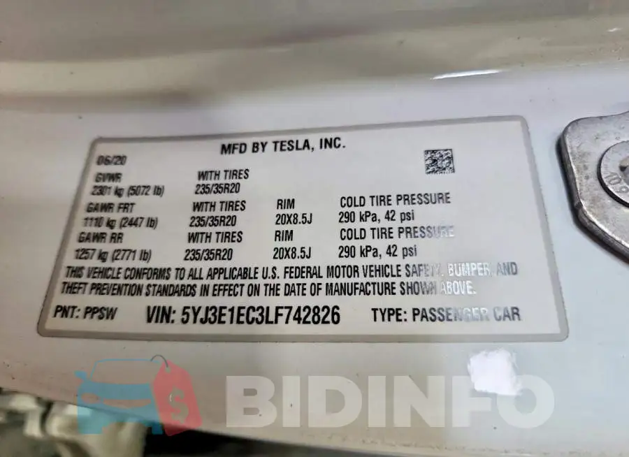 5YJ3E1EC3LF742826 Photo# 12