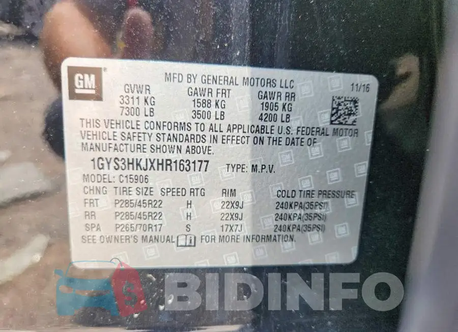 1GYS3HKJXHR163177 Photo# 13