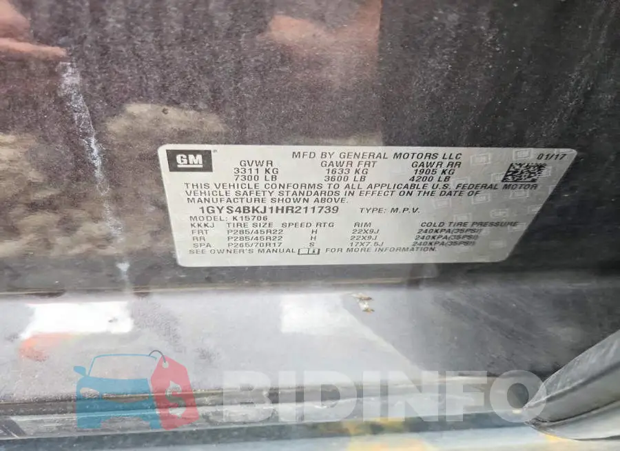 1GYS4BKJ1HR211739 Photo# 13