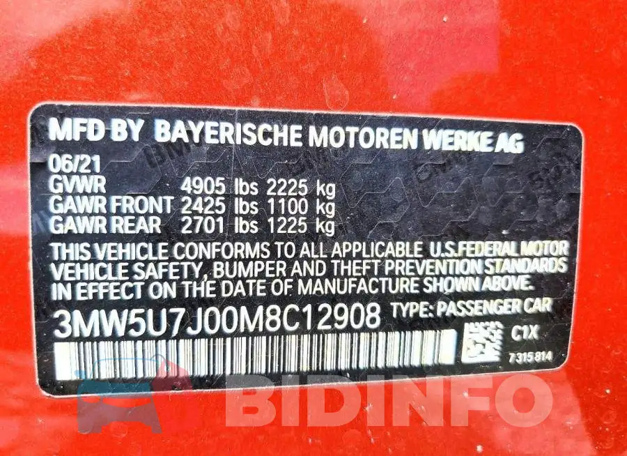 3MW5U7J00M8C12908 Photo# 12
