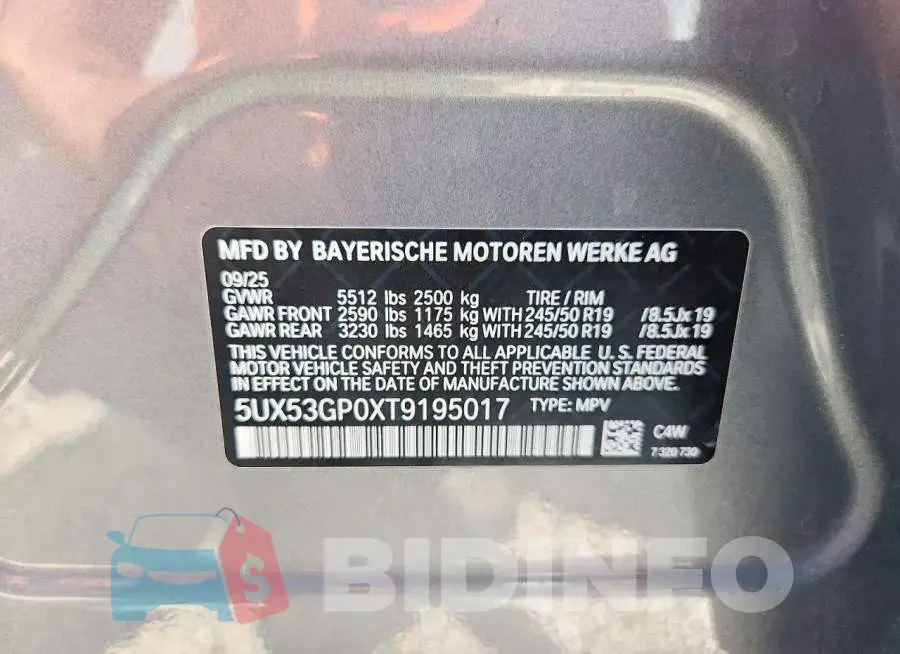 5UX53GP0XT9195017 Photo# 13