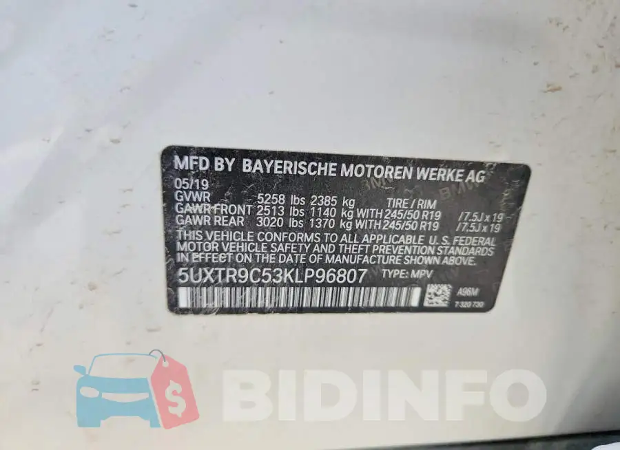 5UXTR9C53KLP96807 Photo# 12