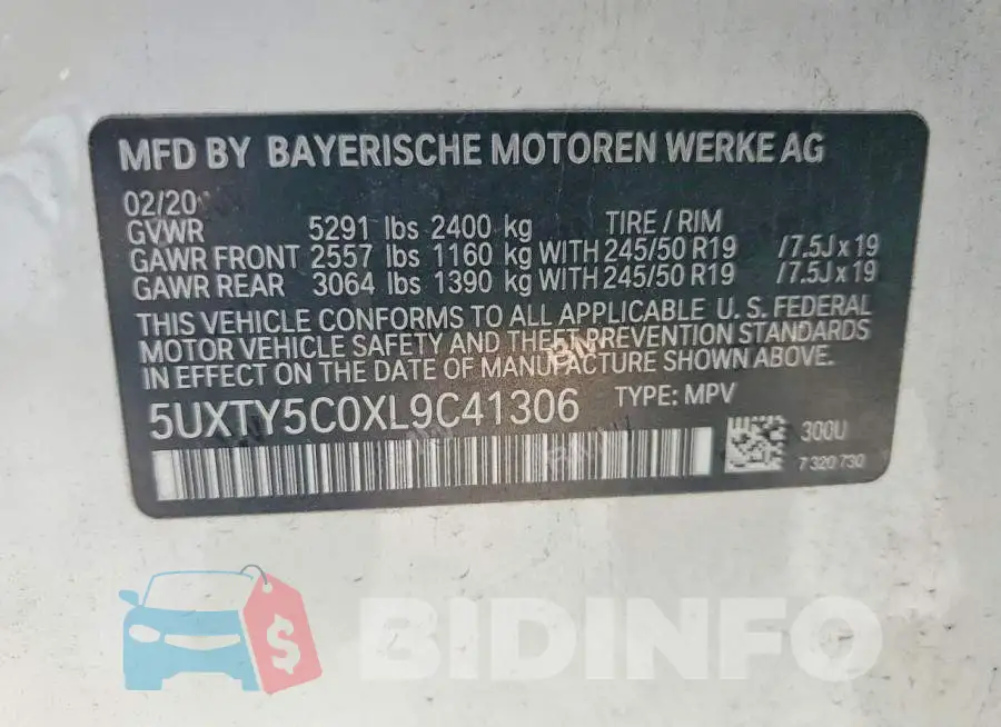 5UXTY5C0XL9C41306 Photo# 13