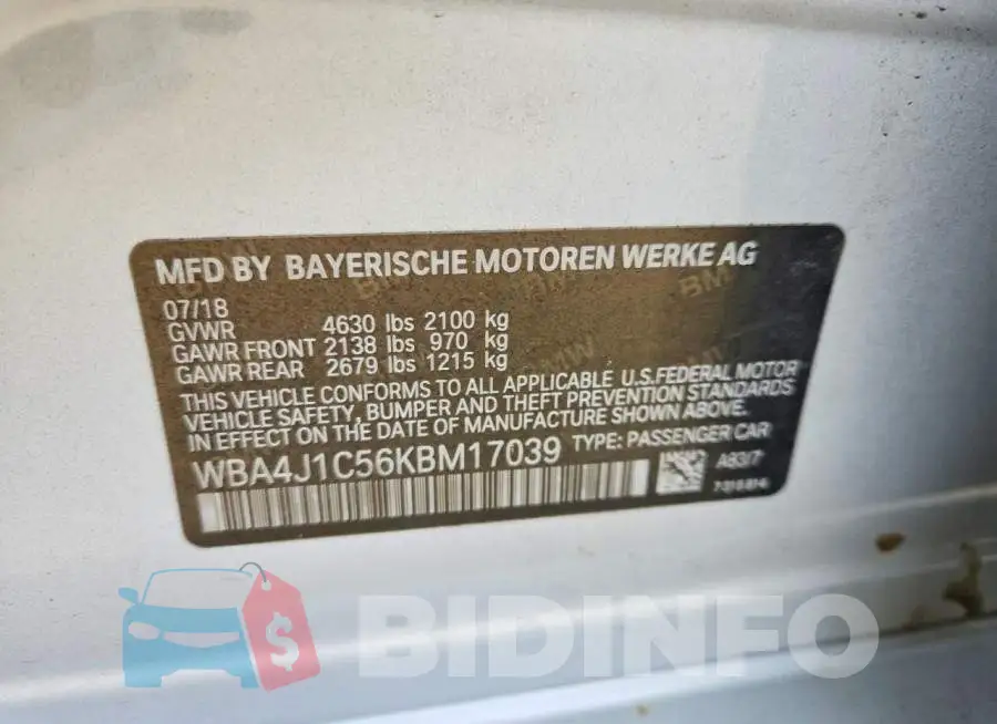 WBA4J1C56KBM17039 Photo# 12