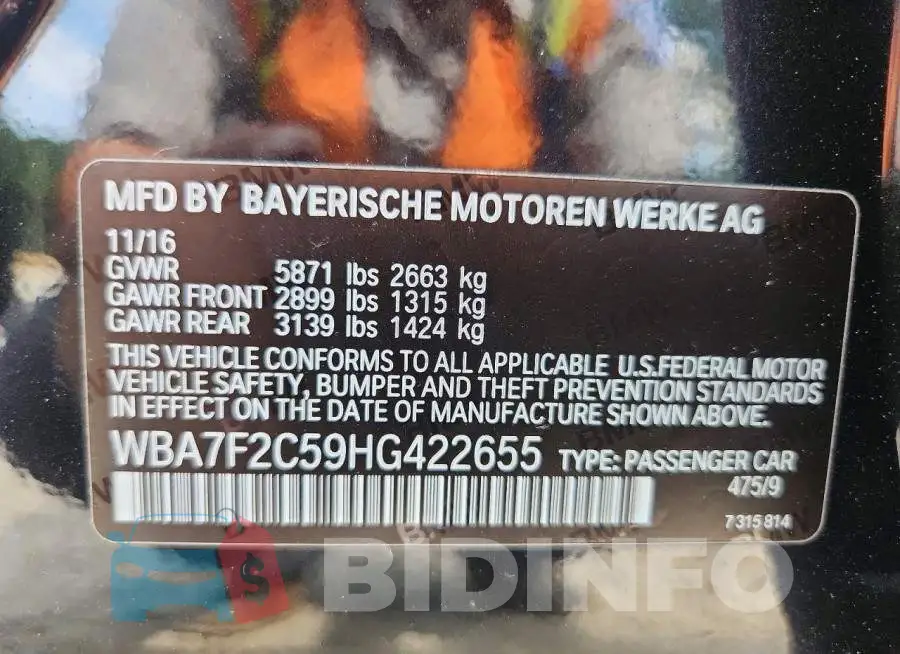WBA7F2C59HG422655 Photo# 13