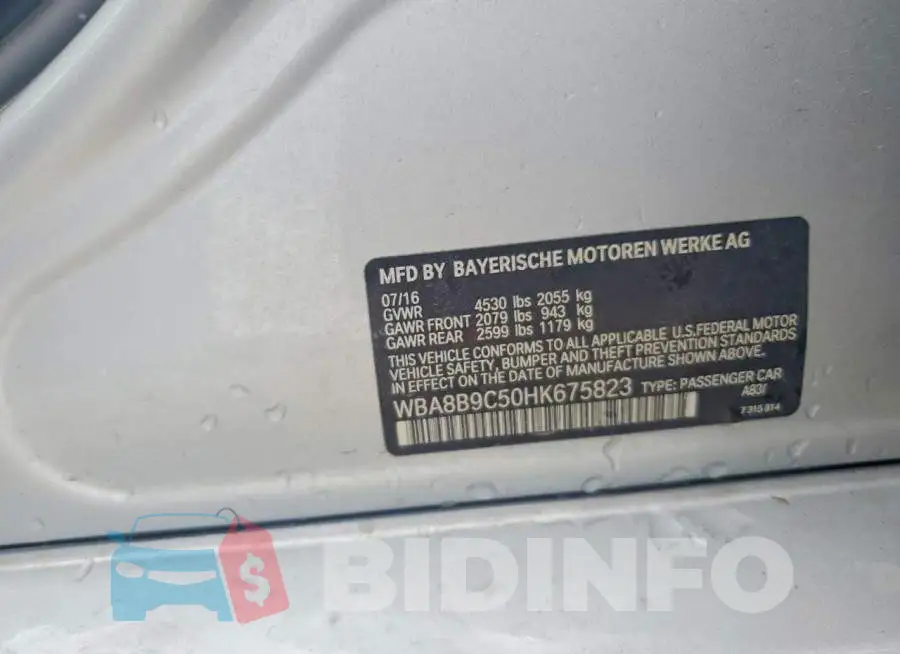 WBA8B9C50HK675823 Photo# 12