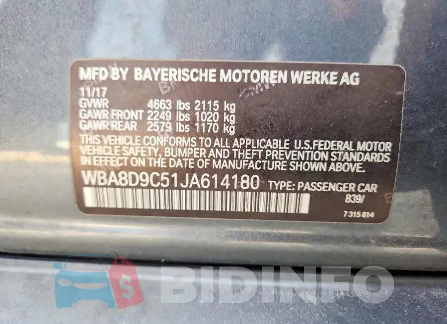 WBA8D9C51JA614180 Photo# 13