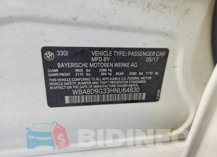 WBA8D9G33HNU64830 Photo# 12