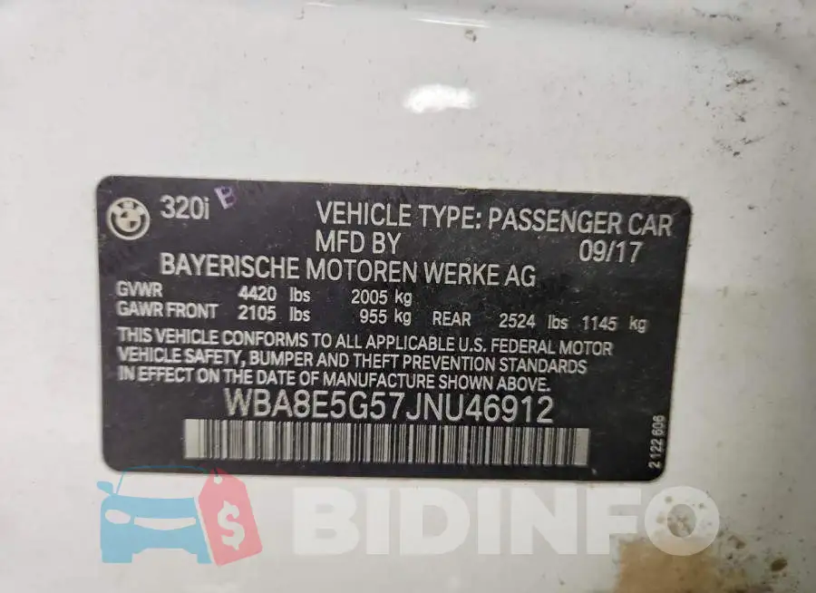 WBA8E5G57JNU46912 Photo# 9