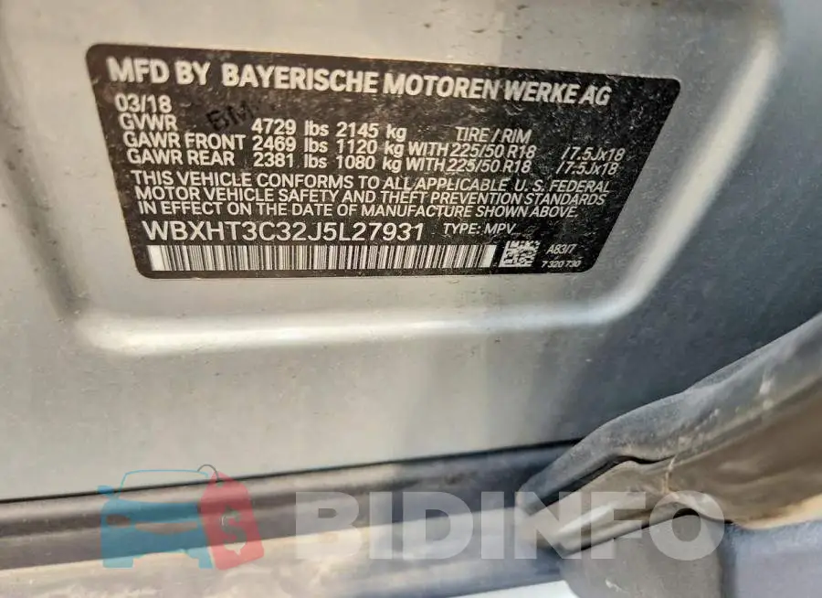 WBXHT3C32J5L27931 Photo# 13